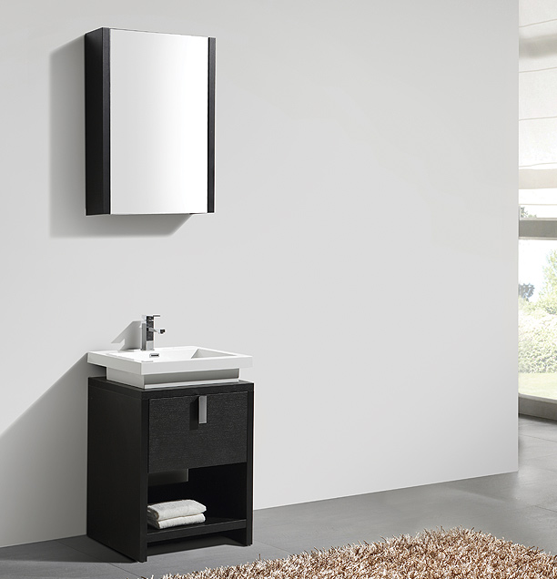 bathroom vanity, built-in cast-polymer washbasin, built-in drawers, soft-close drawers, matching mirror