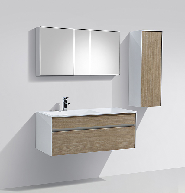 bathroom vanity, built-in cast-polymer washbasin, built-in drawers, soft-close drawers