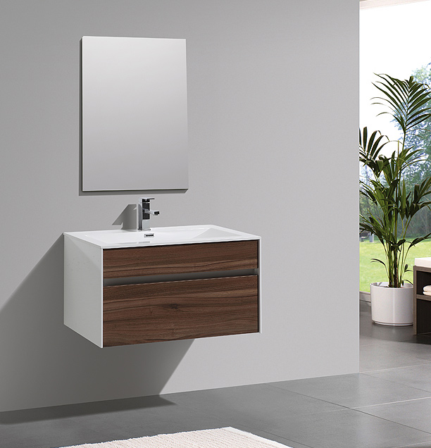 bathroom vanity, built-in cast-polymer washbasin, built-in drawers, soft-close drawers