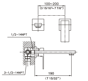 32-199-CR, Single Lever Concealed Washbasin Mixer, Wall Lavatory