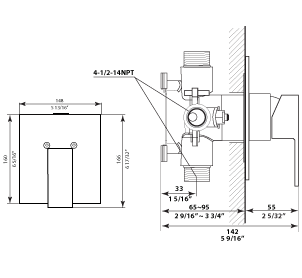 32-201-CR, Shower/Bath Mixer, Shower Valve