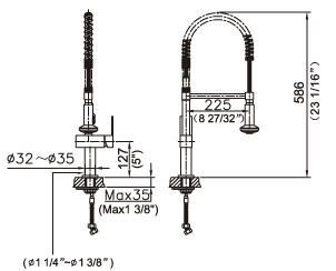 32-300-CR, Single Lever Sink Mixer, Kitchen with Pull out