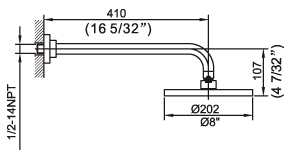 34-100-CR, Shower arm with 8, Shower Head
