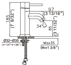 34 118/1-CR, Single Lever Lavatory Faucet with pop up waste, Lavatory