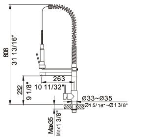 34-300-CR, Single Lever Sink Mixer, Kitchen with Pull out