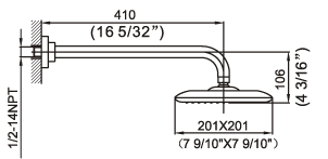 36-100-CR, Shower arm with 8, Shower Head