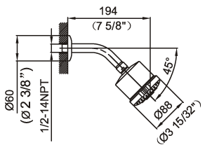 38-100-CR, Shower arm with 5 jet head, Shower Head