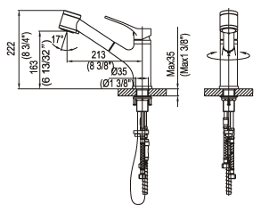 38-137-CR, Single Lever Sink Mixer, Kitchen with Pull Out