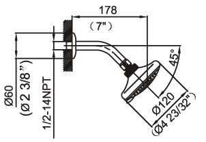 40-100-CR, Shower arm with 5 jet head, Shower Head