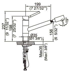 40-137-CR, Single Lever Pull Out Sink Mixer, Kitchen with Pull Out