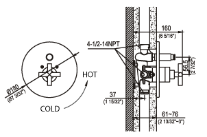 40-200R-CR, Concealed shower/bath mixer with on line diverter Pressure Balanced, Shower Valve