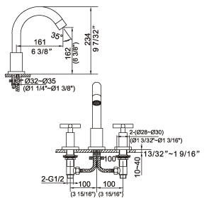 40 211-CR, Double Handle 3 Hole Lavatory Faucet, Lavatory