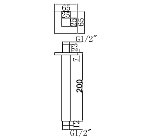 CSA-32-CR, Square Ceiling mounted Shower Arm, Optional SQ Ceiling Shower Arm