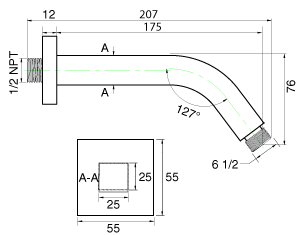 SA-32/1-CR, Optional SQ Shower Arm, Optional Square Shower Arm