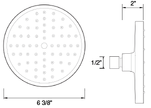 SH100/12-CR, Optional RD  Shower Head, 6” Round Shower Rain Head