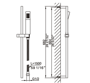 SR-32-CR, Sliding Rail with handshower and hose, 3200 Series Shower Rail