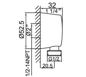 WC-34-CR, Round wall connection, 3400 Series Wall Connections