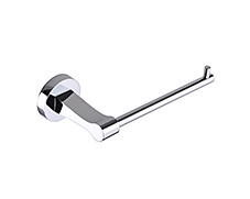 Elegant, slim designed polished chrome toilet paper holder with concealed circular surface mounting and lifetime warranty.