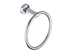 Polished chrome single towel ring with concealed surface mounted design, comes with a lifetime warranty.