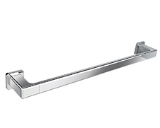 Polished chrome single towel bar with concealed square surface mounting and lifetime warranty that comes in both 18 and 24 inch models.