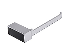Polished chrome toilet paper holder with square concealed surface mounting and lifetime warranty.