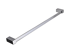 Slim design polished chrome single towel bar with concealed square surface mounting and lifetime warranty that comes in both 18 and 24 inch models.