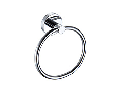 Polished chrome single towel ring with concealed surface mounted design, comes with a lifetime warranty.