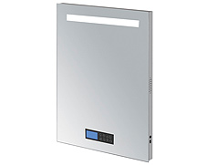 linear interior systems medicine cabinets and backlit mirrors asm am029 bathroom mirror with integrated mp3 player bathroom mirror with integrated clock bathroom mirror with integrated temperature thermistor bathroom mirror with touchscreen mp3 player image