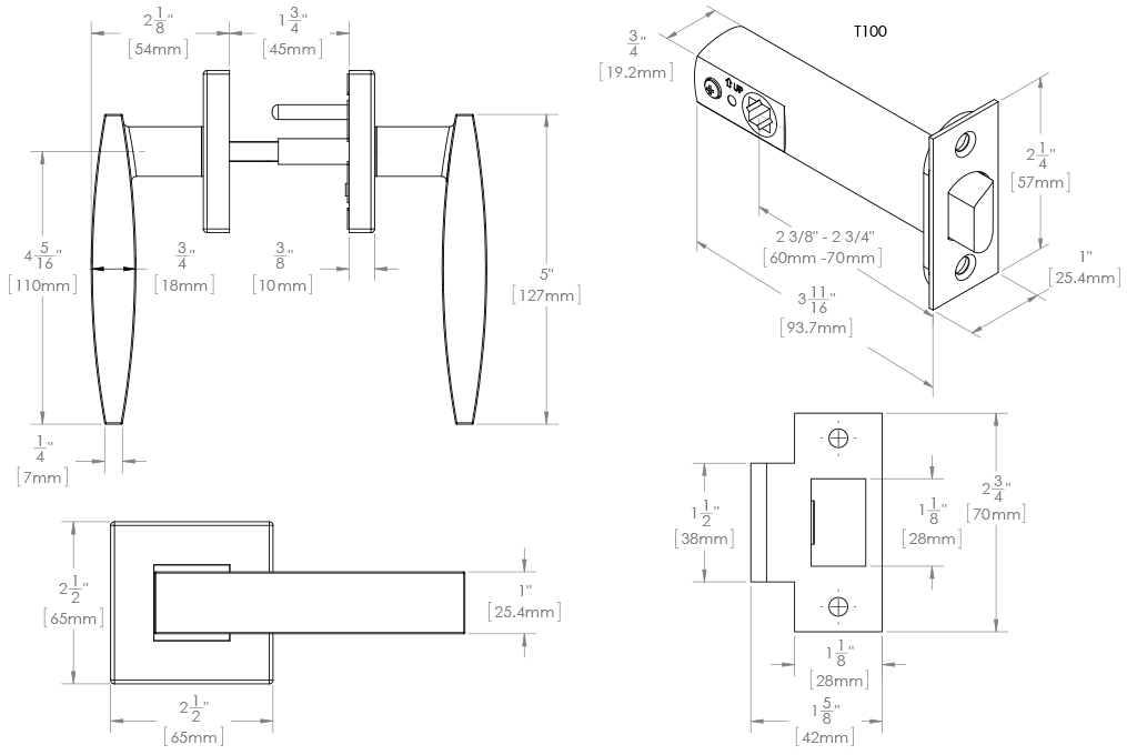 BONN BN48 Door Lever, T100 Series Door Levers