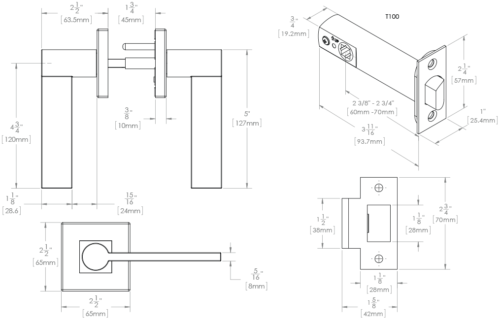 HANOVER HR46 Door Lever, T100 Series Door Levers