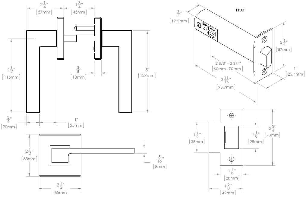 ZURICH ZH44 Door Lever, T100 Series Door Levers