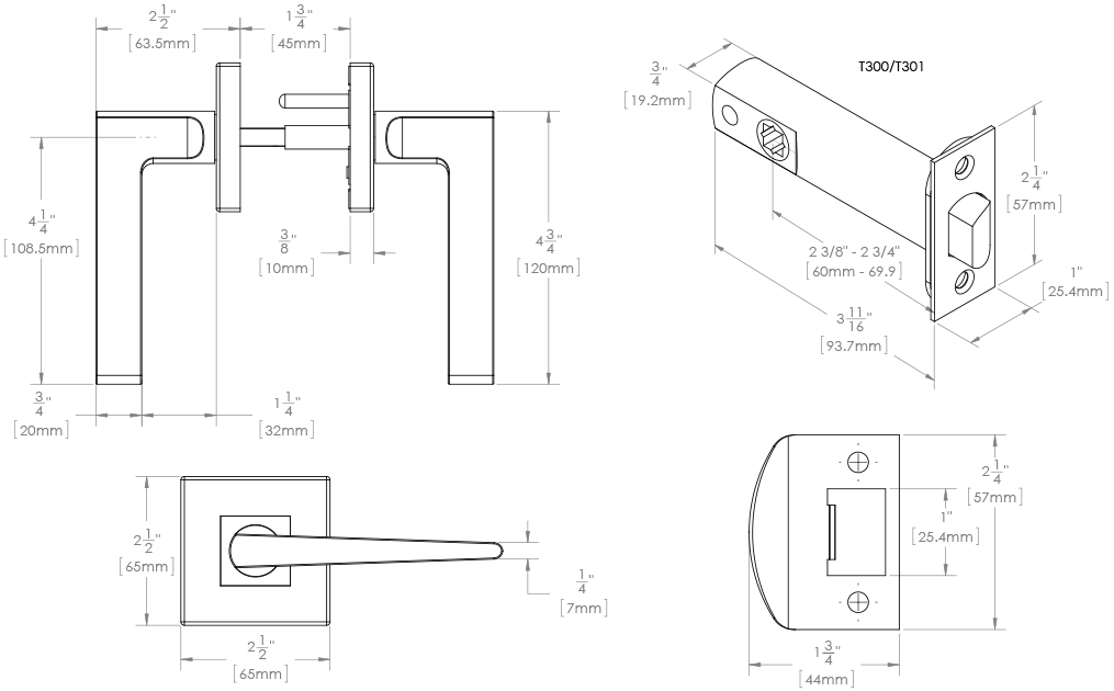 GENEVA GA44 Door Lever, T300 Series Door Levers