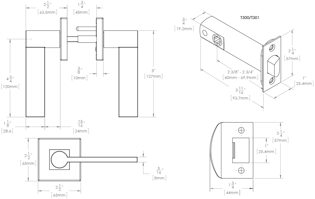 HANOVER HR46 Door Lever, T300 Series Door Levers