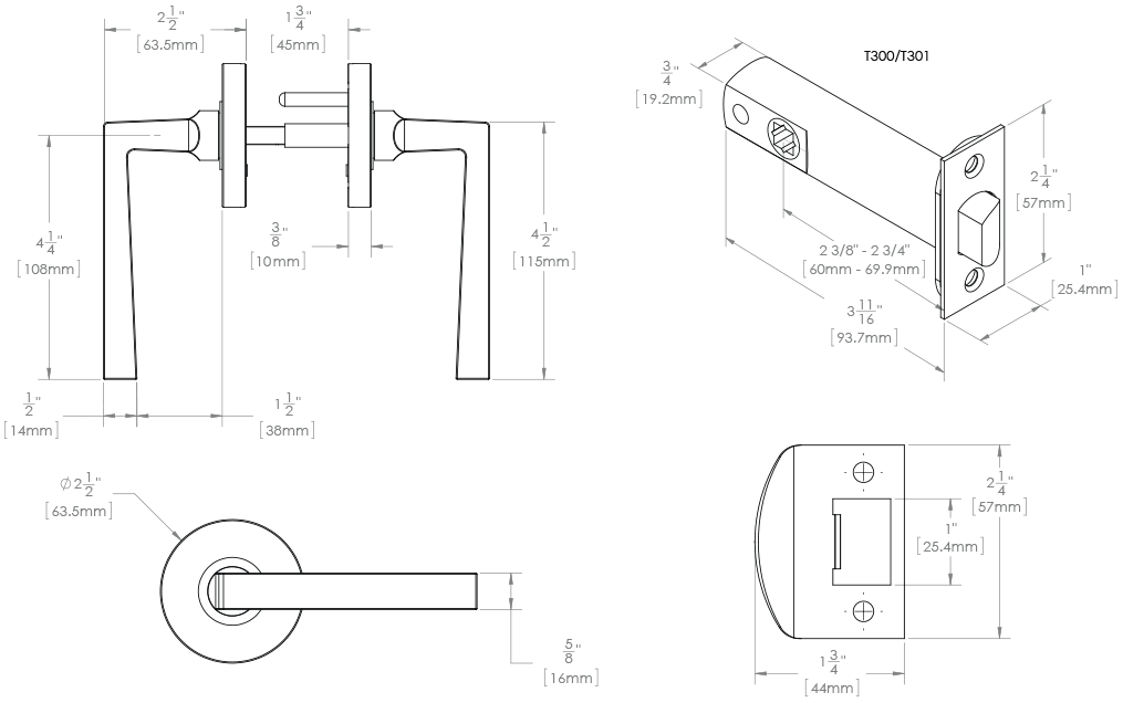 LINZ LZ53 Door Lever, T300 Series Door Levers