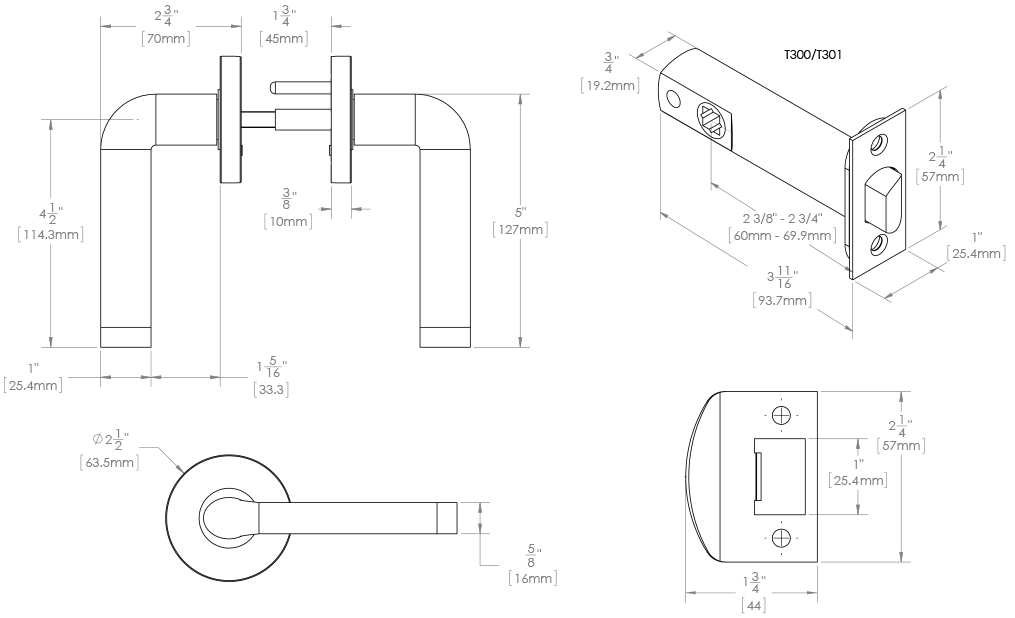 LUGANO LO36 Door Lever, T300 Series Door Levers